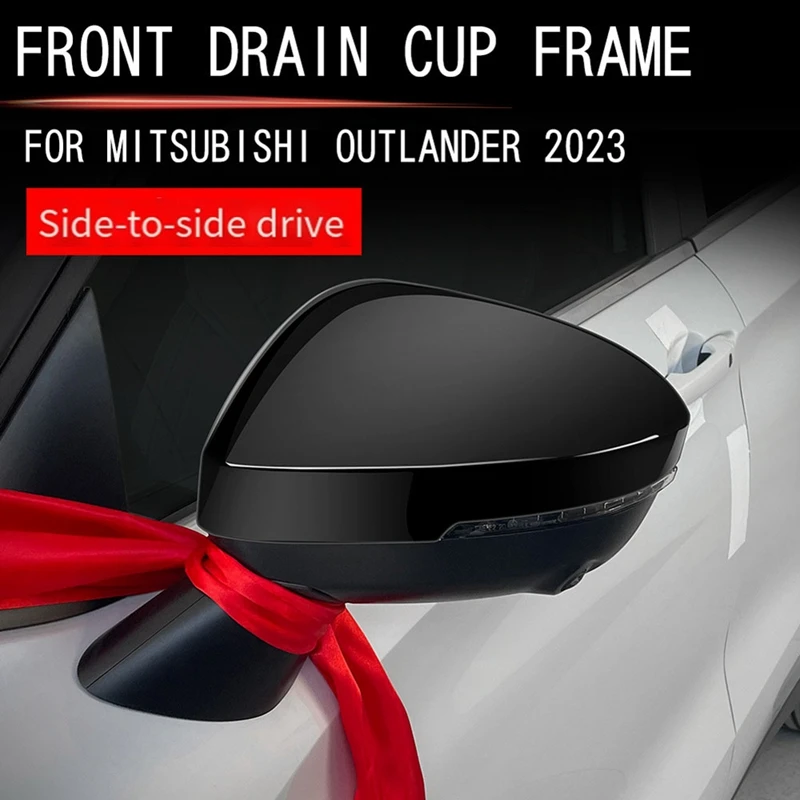 Black Rearview Mirror Cover Exterior Door Wing Cap For Mitsubishi Outlander 2022 + Side Mirror Cover Replacement