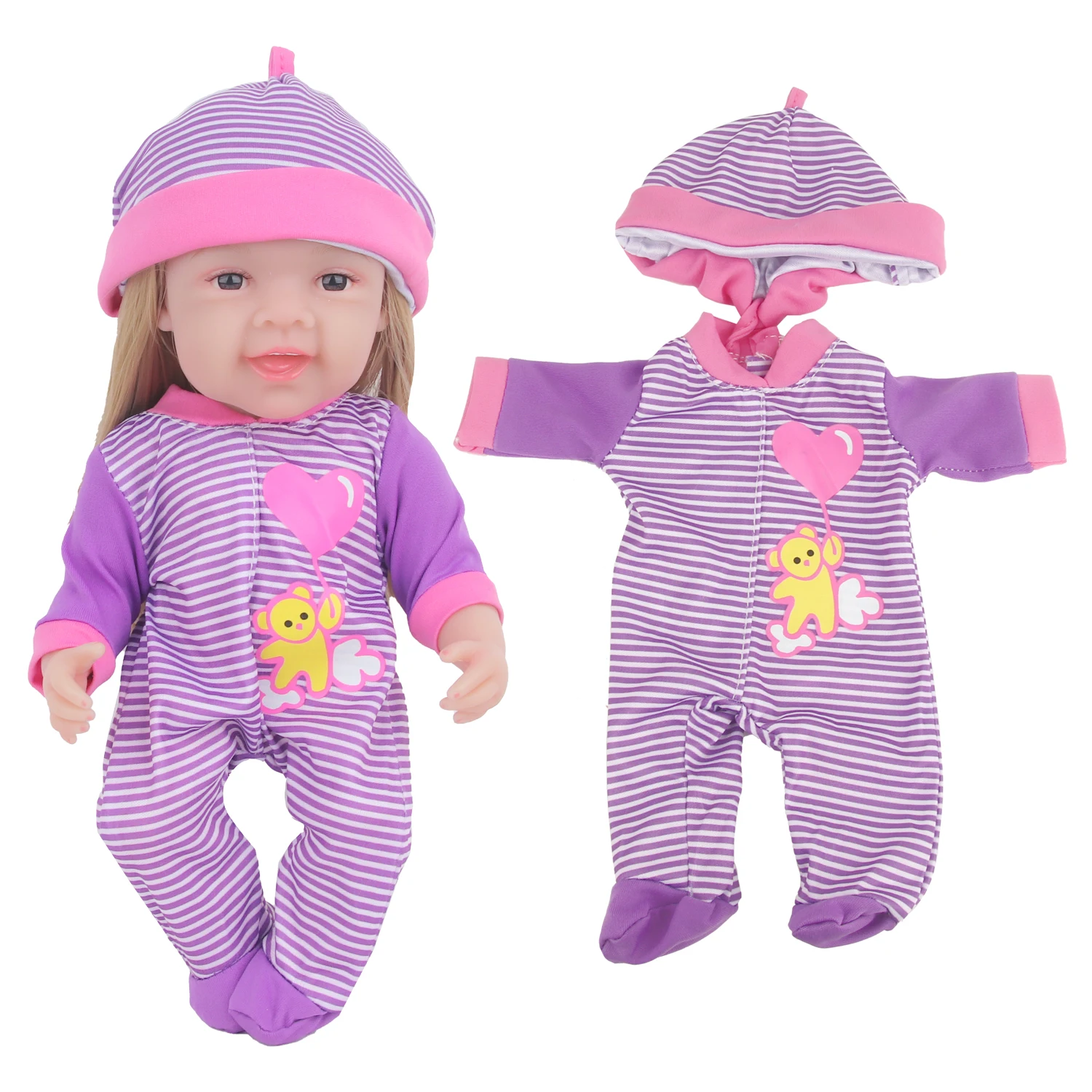 12 Inches Doll Clothes Set Cute Purple Bear Clothes Jumpsuit Doll Suit For DIY Doll Accessories Toy