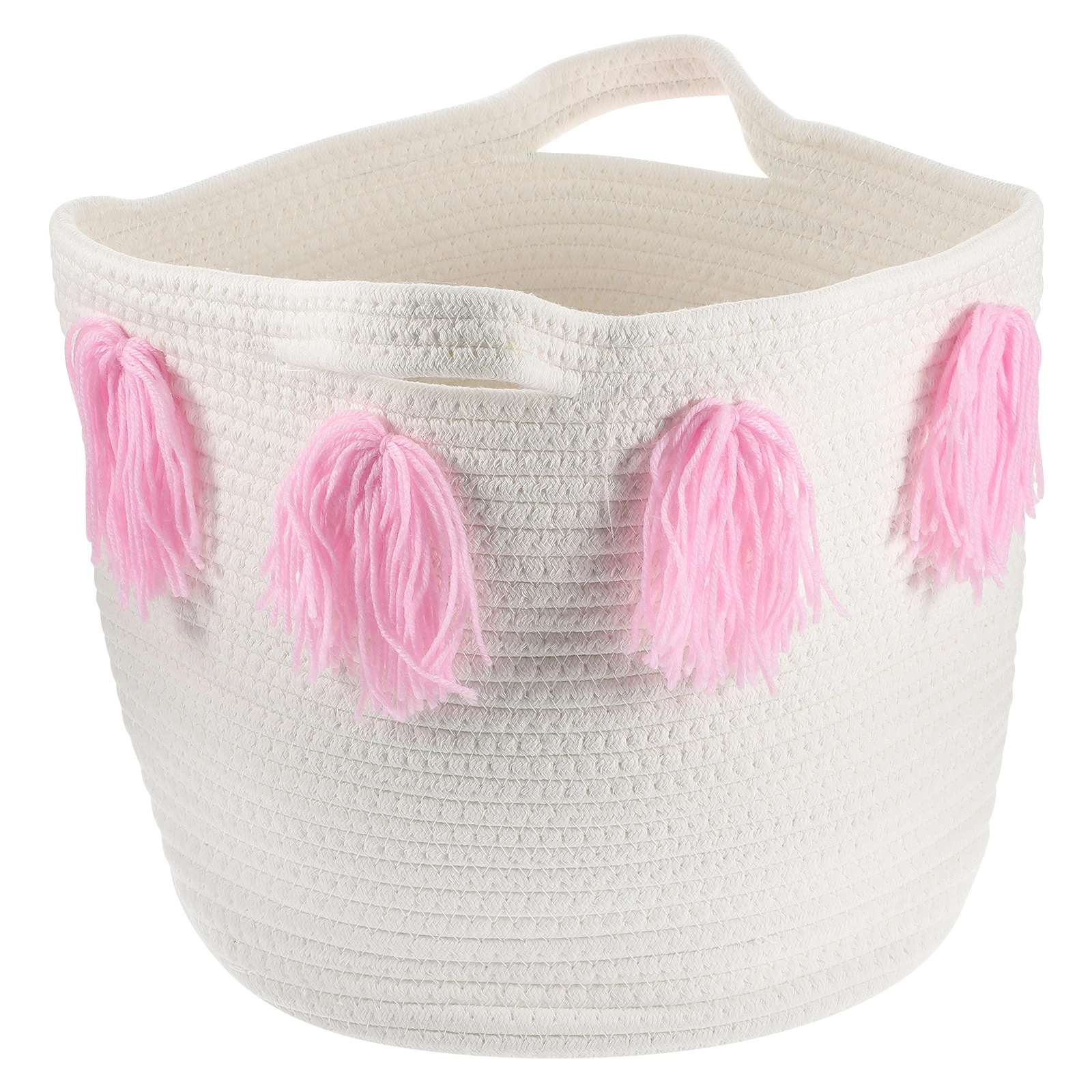 

Storage Bucket Crate Basket Cotton Rope for Decor Laundry Woven Tassel Baskets