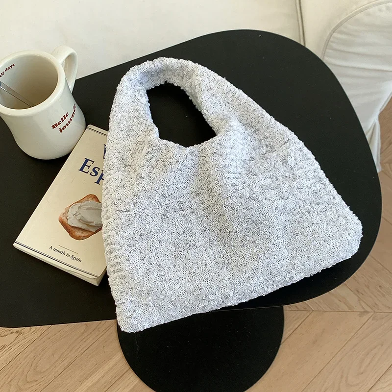 Fashion Sequins Women Handbags Shining Party Evening Bags For Women Half Moon Cloud Bag Soft Shoulder Bag Wedding Clutch Tote