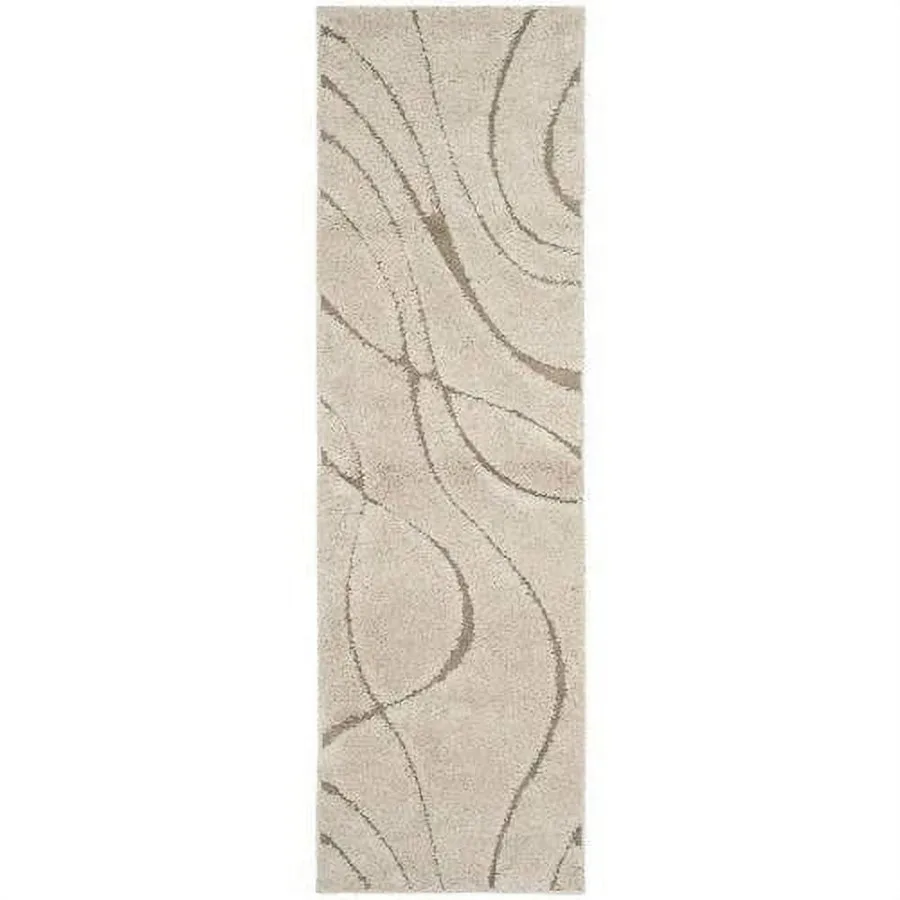 Florida Tamzen Abstract Shag Runner Rug Cream Beige 2'3" x 7'