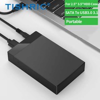 TISHRIC External Hard Drive Enclosure 3.5 Inch Hard Disk Case HDD SSD SATA To USB 3.0 3.1/Type C For Gaming PC Lapop Computer