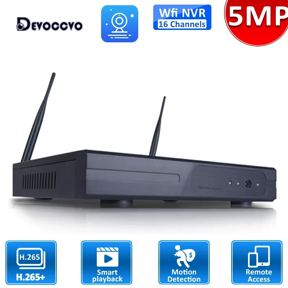 Wireless 16CH H.265 5MP NVR Camera System with Human Detection, P2P IP Network Setup & WiFi for Eseecloud App Monitoring
