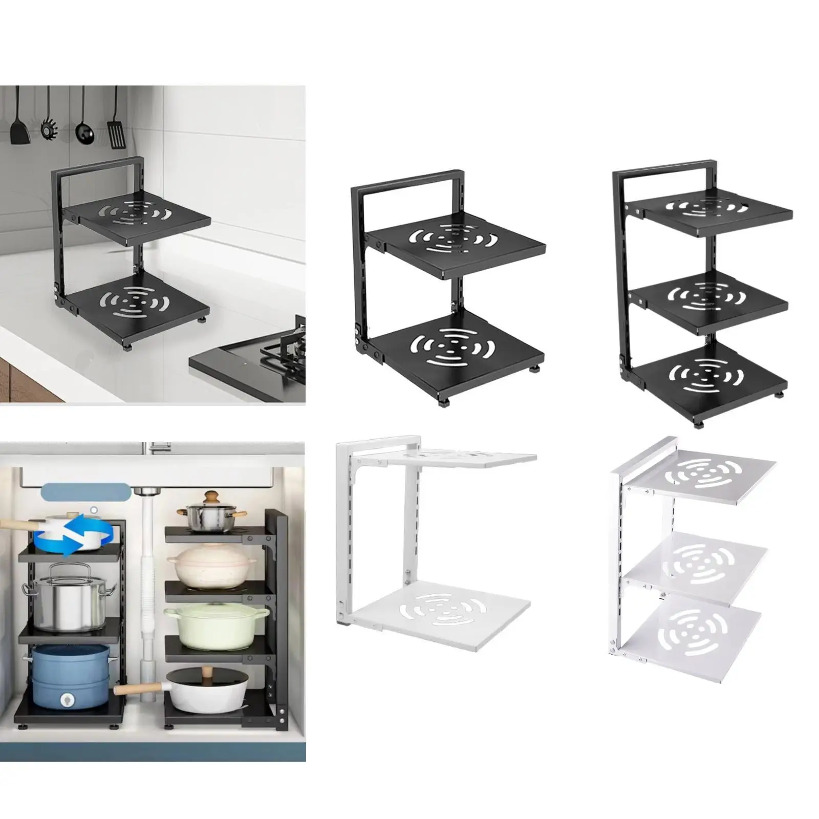 Organizer na garnki i patelnie, organizacja kuchni, metalowy, uniwersalny stojak na patelnie, wielorazowy ociekacz na garnki, uchwyt na patelnie do pod zlewozmywak, do domu.