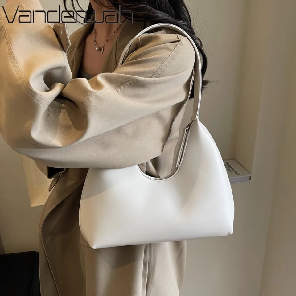 

Women's Minimalist Hobo Underarm Bag PU Leather Handheld Shoulder Crescent Moon Trend Bag Y2K Handbags and Purse Small Tote Sac