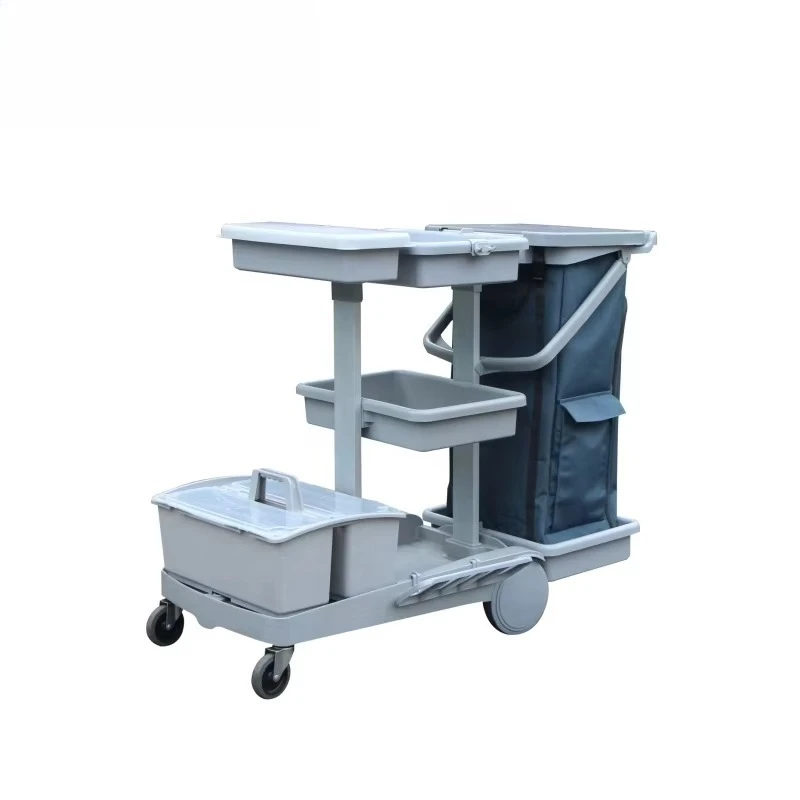 

Plastic Cleaning Cart with Nylon Garbage Bag Mop Bucket Mobile Cleaning Trolley