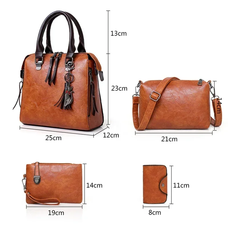 حقائب يد للسيدات حقائب كتف متنقلة جلدية للنساء حقيبة حمل بولسا 2021 جديد 4 قطعة/المجموعة حقائب نسائية مركبة Poisnaвía SUмка