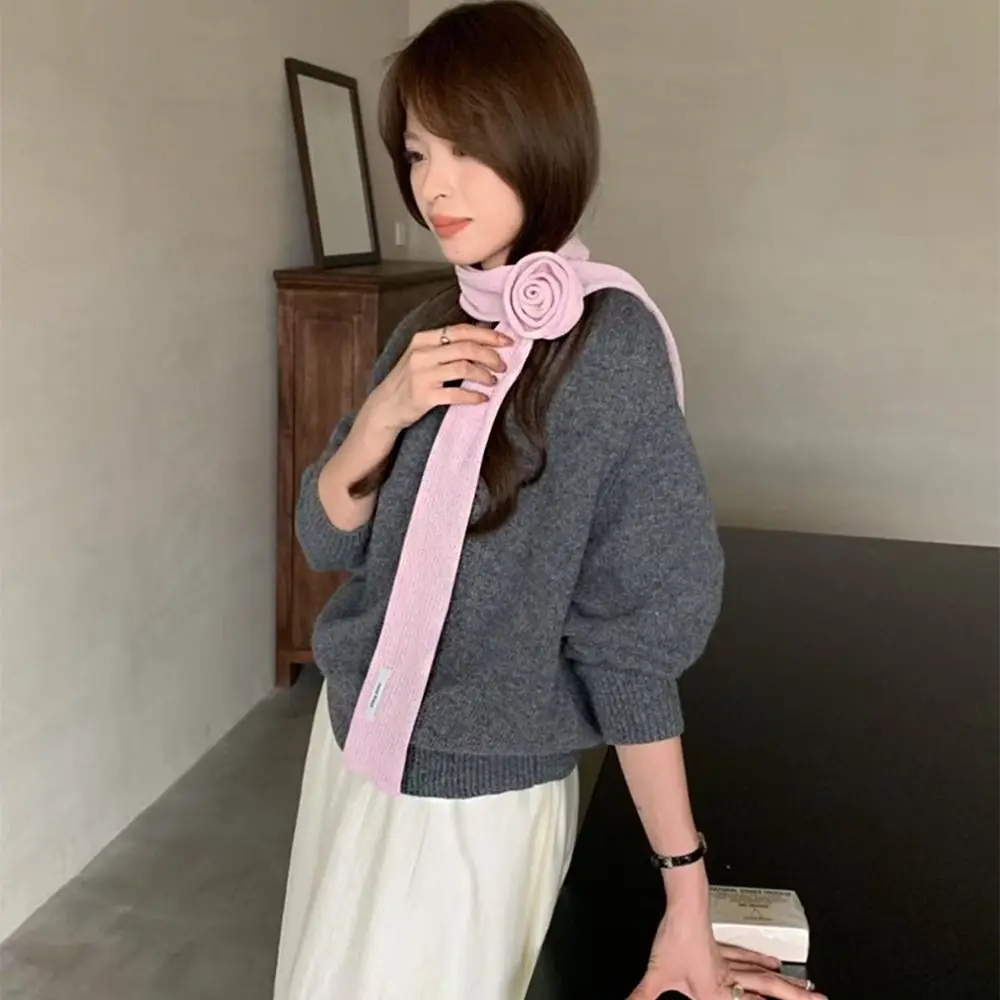 

Cravat Long Scarf Wrap Collocation Clothing Accessories Rose Flower Scarves Scarf Accessories Neckerchief Decoration