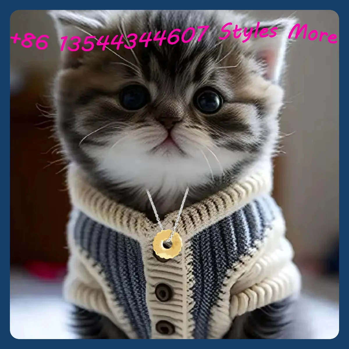 

Kitten Accessories 2025 New Spanish original jewelry Circular engraved alphabet necklace Gold plated senior ladies gift