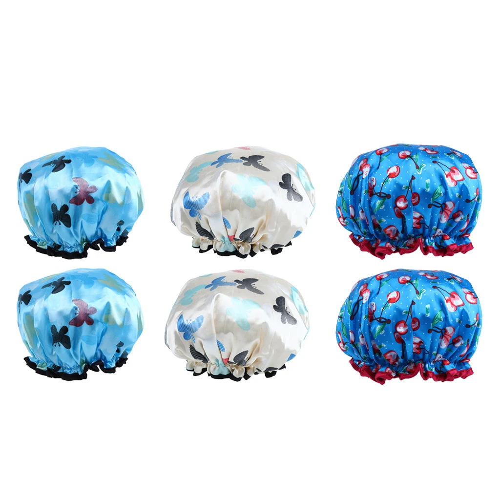 Reusable Waterproof Shower Cap Satin Hair Care Accessory Bath Cap for Women Home Spa
