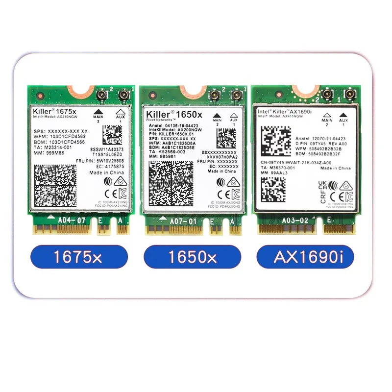 AX411 6E 1690i AX Wi-Fi สำหรับ Intel Killer AX1690i WiFi ความเร็ว6E 2.4 Gbps 802.11ax 2.4/5/6GHz บลูทูธ5.3 AX411NGW BT5.3