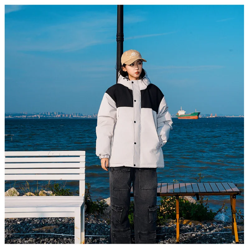 

GIOIOMen's Cotton Jacket，2025New Style Padded Thickened Warm Color Block Stand Collar Loose Casual Men's Winter Jacket