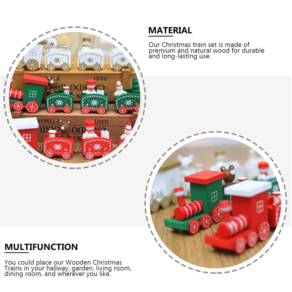 

2pcs Wooden Decor Small Decoration Kids Cognitive Children Cognitive Train Holiday Home Decor Xmas Train Ornament