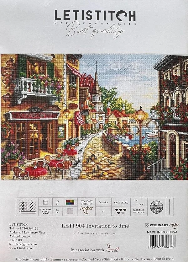 Cross Stitch Kits, Embroidery, Handmade, 14CT, Counted Canvas, DIY, Southside Restaurant, 62-54