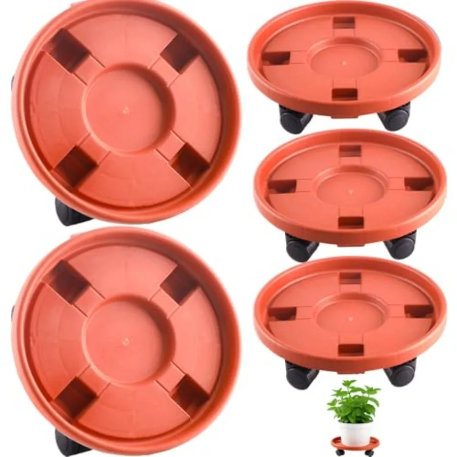 

Подставка для растений на колесах, 5 штук, усиленная тележка-подставка для цветов на колесах, круглая подставка для цветочных горшков