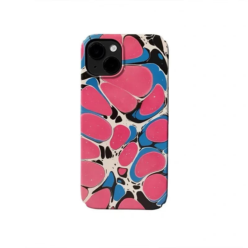 

Ins Korean Flowing Pink Blue Case for IPHONE 17 16 ProMax 15 14 Plus 13 12 MINI 11 PRO 16Plus XR XS MAX SE Acrylic Phone Cover