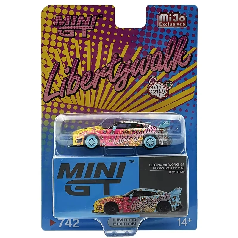 ** CAJA ** MINIGT 1:64 GTR R35 SILVIA S15 RX7 FD3S LBWK KUMA Skyline Kenmeri KPGC110 juguetes de modelo de coche fundido a presión