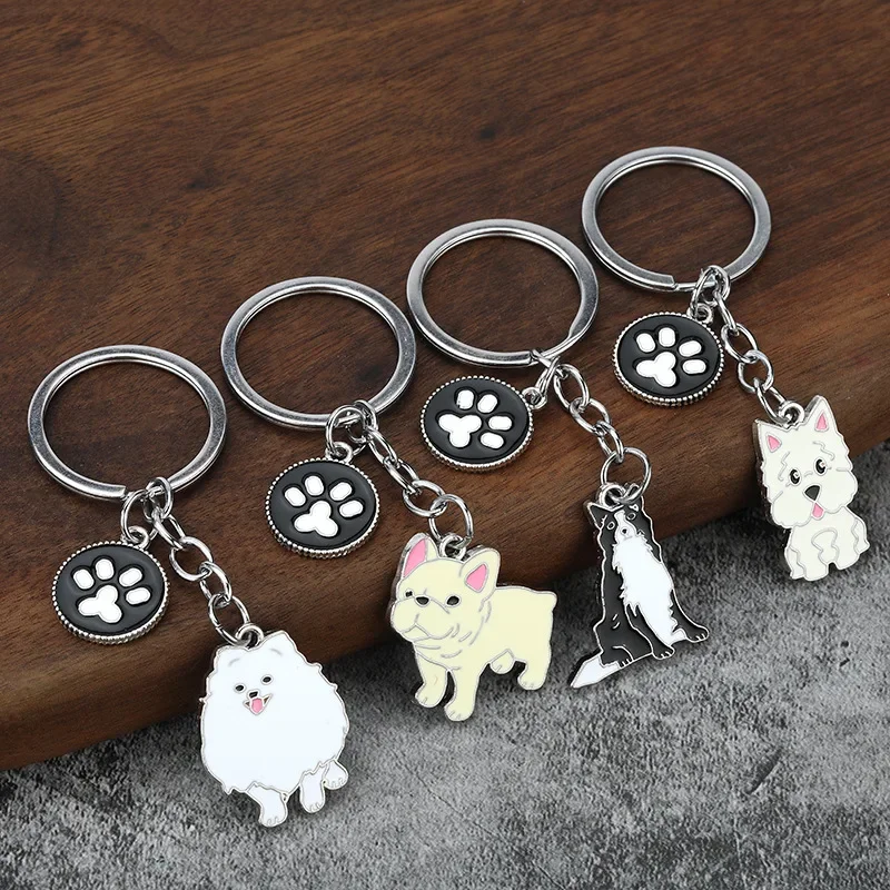 Porte-clés mignon pour chien de compagnie pour femmes et hommes, pendentif de sac, porte-clés de voiture, cadeau d'amant de chien de Noël, transparent, coloré, 1 pièce