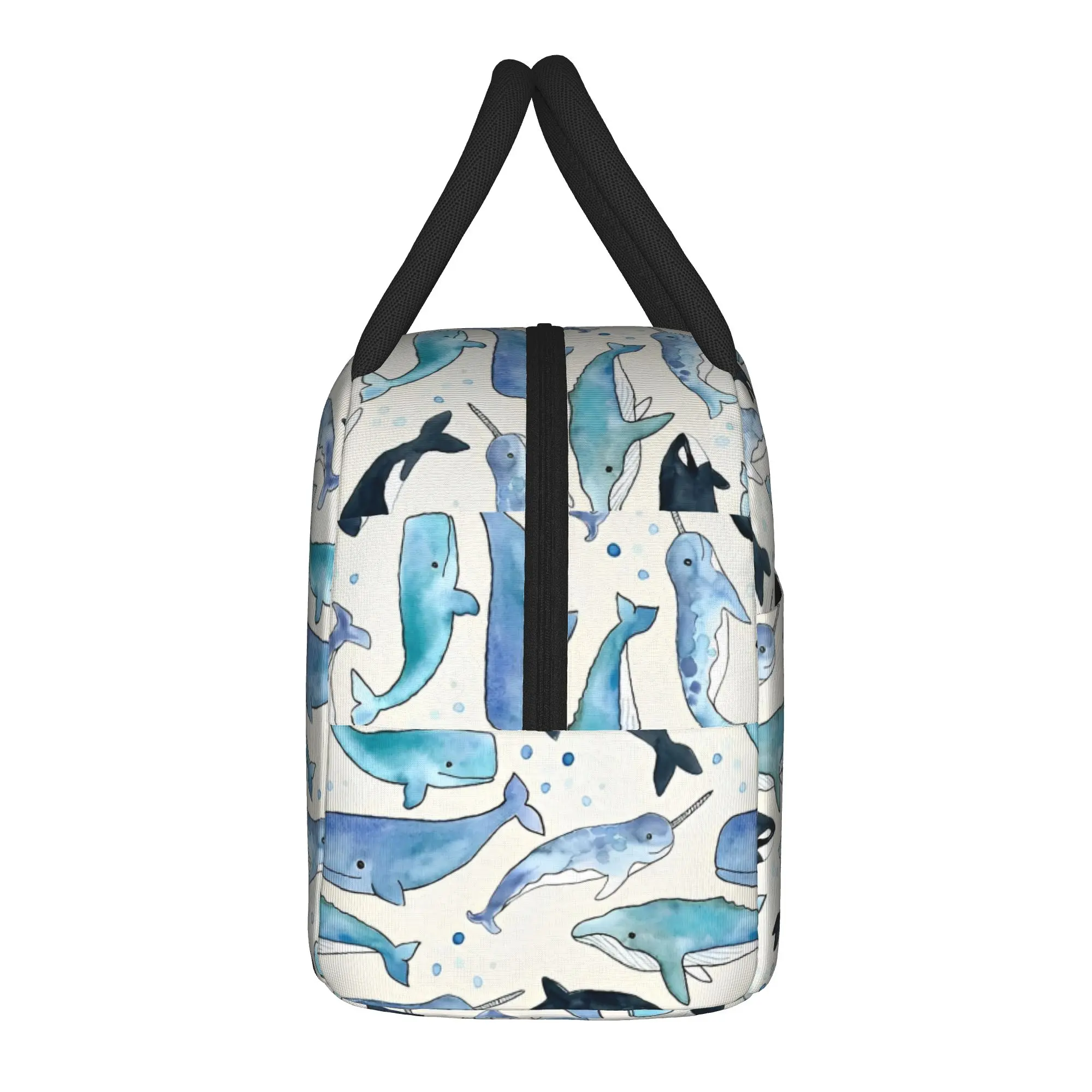 Whales, Orcas & Narwhals Insulated Lunch Bag Thermal Bag Reusable,Lunch Container Starry Whale Sharks Portable Tote Lunch Box