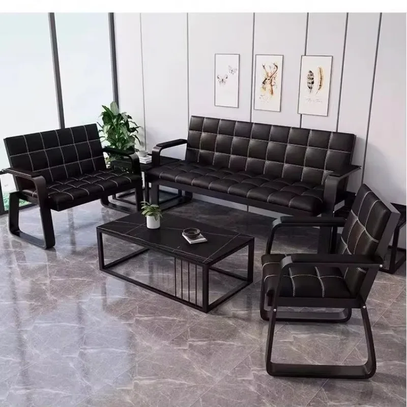 Modern Luxury Sofa Top Design Office 3 Sets Black Waiting Chair