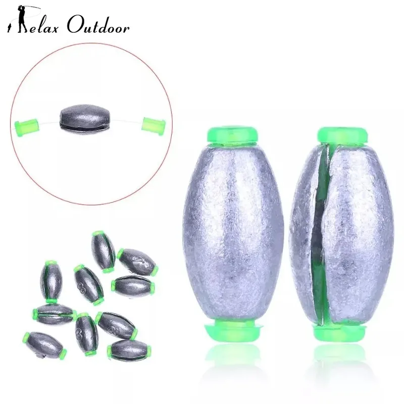 10pcs Fishing Weight Sinker 2g-30g Olive Shape Slip Shot Sinkers Carp Fishing Accessories