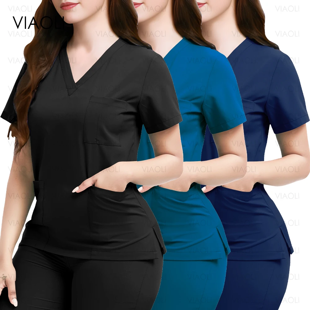 Medical Nurse Uniforms Women Men Nursing Workwear Medical Scrubs Set Hospital Doctor Surgical Uniforms V-neck Tops Jogger Pants