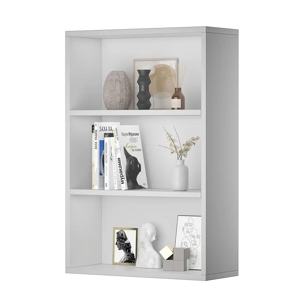 

3 Tier Bookcase,Open Bookshelf With Storage Shelf,35.24"" Low Bookshelf Wooden 3 Shelf Bookcase,Small Storage Shelves Floor