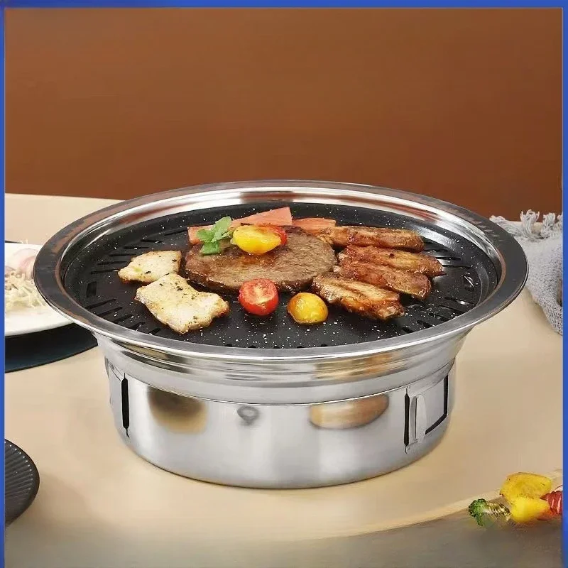 

Korean Stainless Steel Round Charcoal Grill, Household, Commercial, Outdoor, Portable