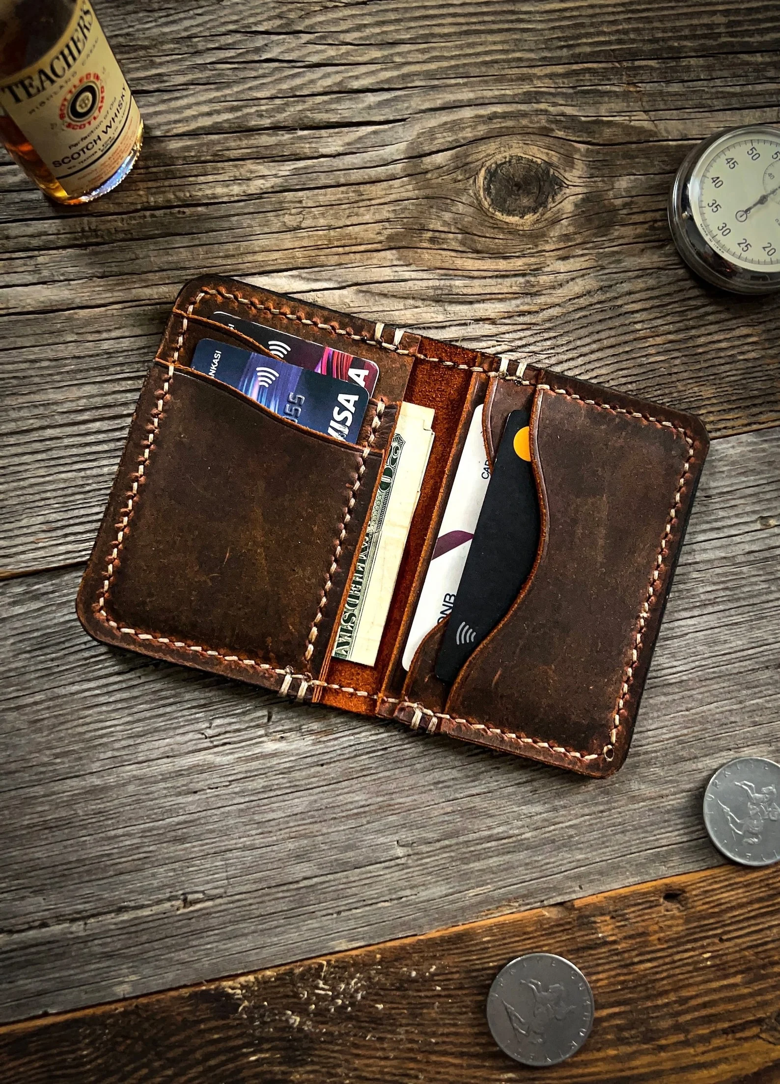 LCR-0052 Men's Vintage Full Grain Leather Wallet with Card Holder Front Pocket Customizable Color & Logo High Quality Daily Use