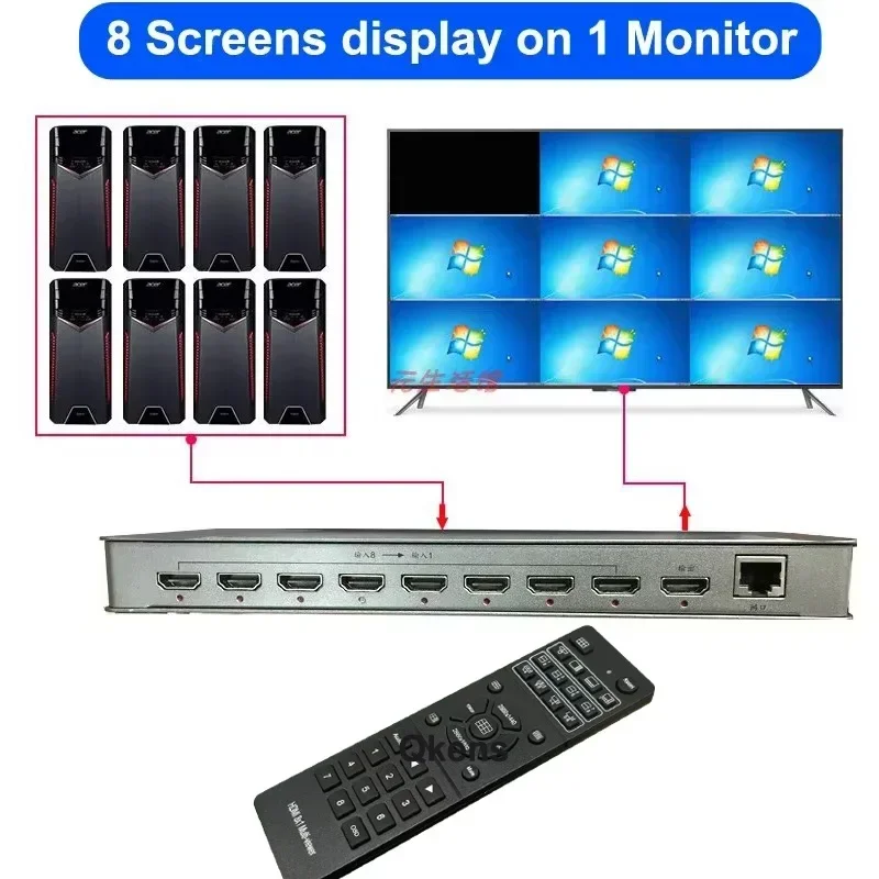 

4k 8x1 HDMI Multi-viewer 1080p 4x1 Quad Screen Multiviewer HDMI Splitter Seamless Switch 2 4 6 8 in 1 Out on 1 Monitor 13 Modes