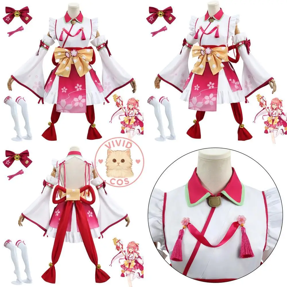 

Popular Virtual Idol Cosplay Costume Anime Sakura Miko Cute Pink Dress Role Play Women Wig Anime Convention Halloween Party