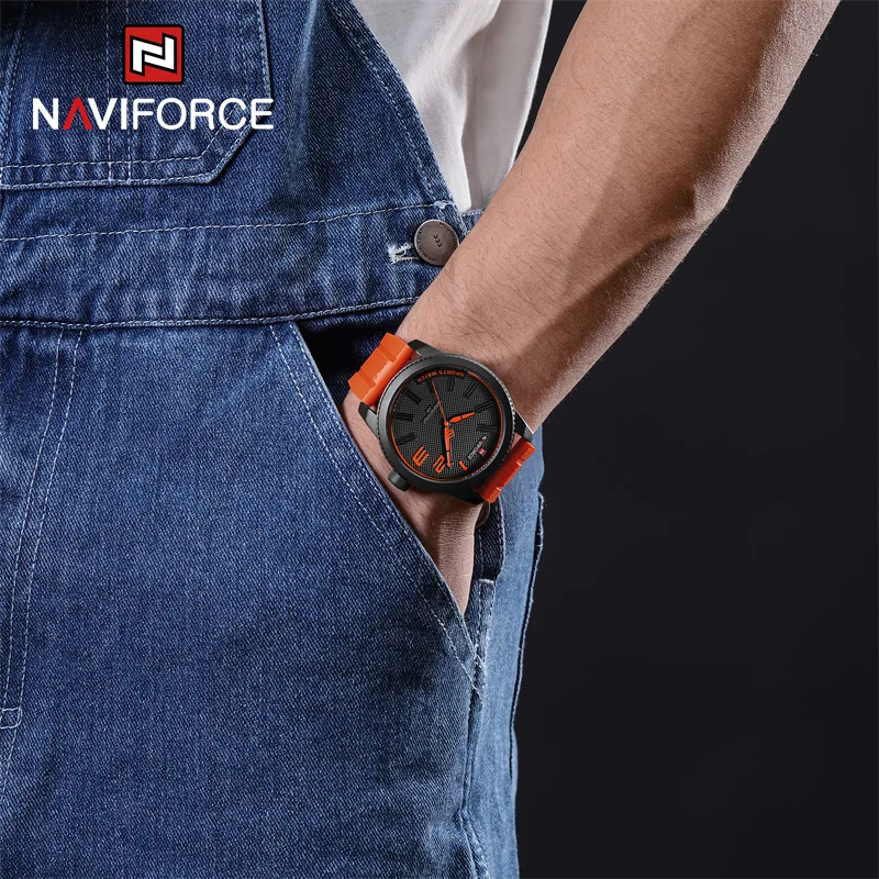 NAVIFORCE Male Quartz Watch 3ATM Waterproof Silicone Men's Watch Classic Casual Men's High Quality Wristwatch Relogio Masculino