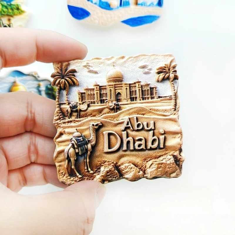 Abu Dhabi Desert Palace Fridge Magnet - Majestic 3D Arabian Souvenir Unique Middle Eastern Gift for Travel & Luxury Decor