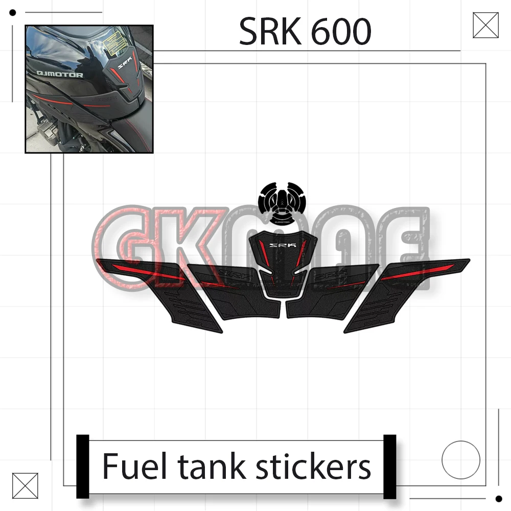 New For QJ Motor SRK 600 SRK600 Motorcycle Modified PVC Rubber Fuel Tank Sticker Anti-slip Stickers Decorative Fishbone Sticker