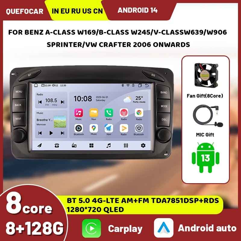 

7 AI system wireless CarPlay Android Auto car radio For Benz CLK W209 W203 W463 W208 4G car multimedia GPS 2Din automatic radio