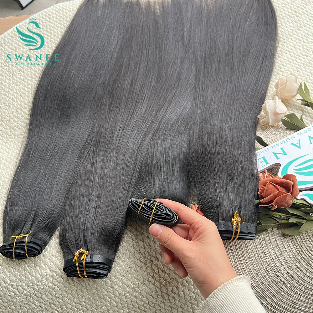 Rohes, unbehandeltes Clip-In-Haarverlängerungssystem, 100 % Echthaar, Natur Schwarz, 100 Gramm, 7 Teile, Clip-On-Haarteil, Ganzkopf, 16-30 Zoll – Detail 8