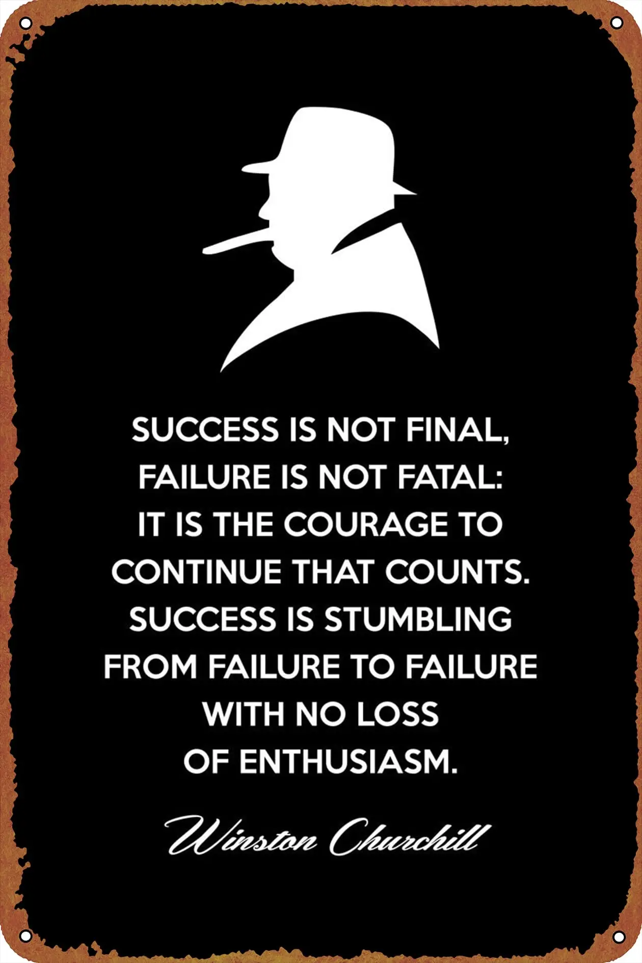 Churchill Success Poster Metal Tin Sign Wall Decor Signs,Retro Art Decor Metal Plaque Art