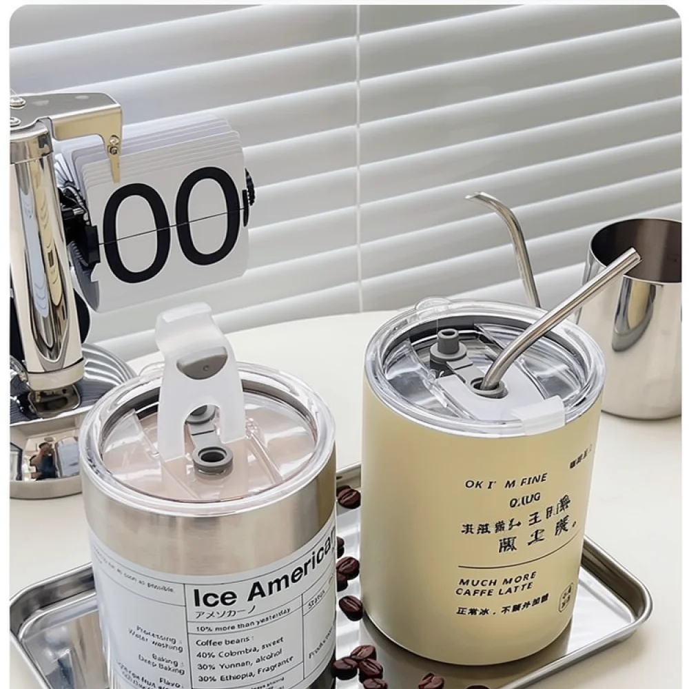 Stainless Steel Thermal Coffee Mug Vacuum Travel Tumbler Portable Cold Drink Cup For Car Office Outdoor Daily Use