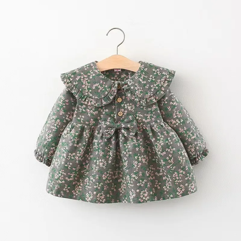 Newborn Baby Girls Dress Toddler Clothes Long Sleeve Floral Bow Dresses for Baby Girls Clothing 1st Birthday Princess Dresses