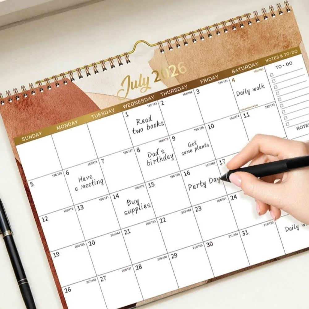 

New 2026.7-2027.12 Wall Calendar Dual Coil Design Thicken Paper Wall Hanging Planner Easy Organizing 18-Month Calendar Home Use