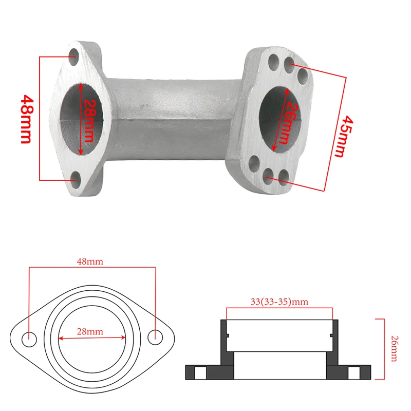 Alconstar-Carburator Intake Pipe Manifold For Motorcycle 125cc 140cc 150cc 160cc  Pit Dirt Bike ATV VM22 PZ19 PZ26 Carburetor