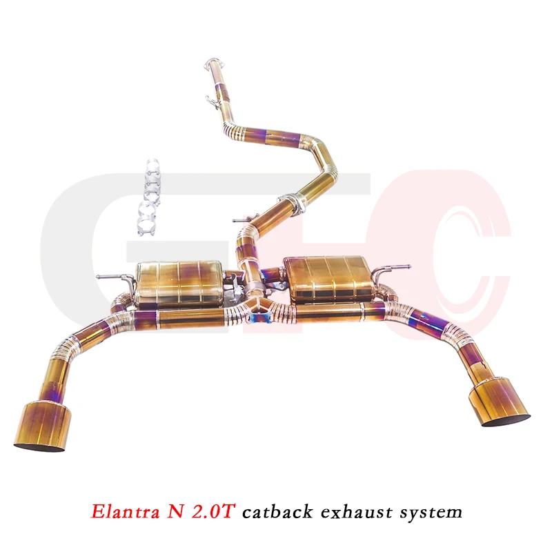 A high-performance catback exhaust system  for the modern Elantra N 2.0T, crafted from titanium,equipped with OEM  valve control