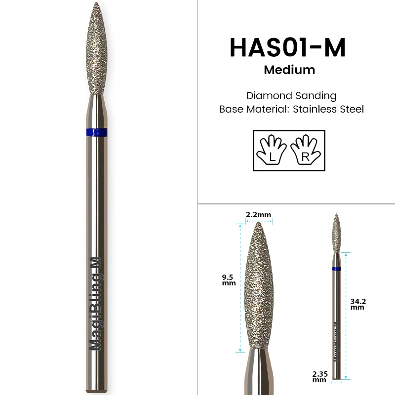 MagiBling Diamant-Nagelbohrer für Efile-Puffer, Maniküre, links und rechts, drehbar, Nagelhaut-Nagel-Ecklack, DIY-Nägel-Werkzeuge, 3/32 Zoll – Detail 4