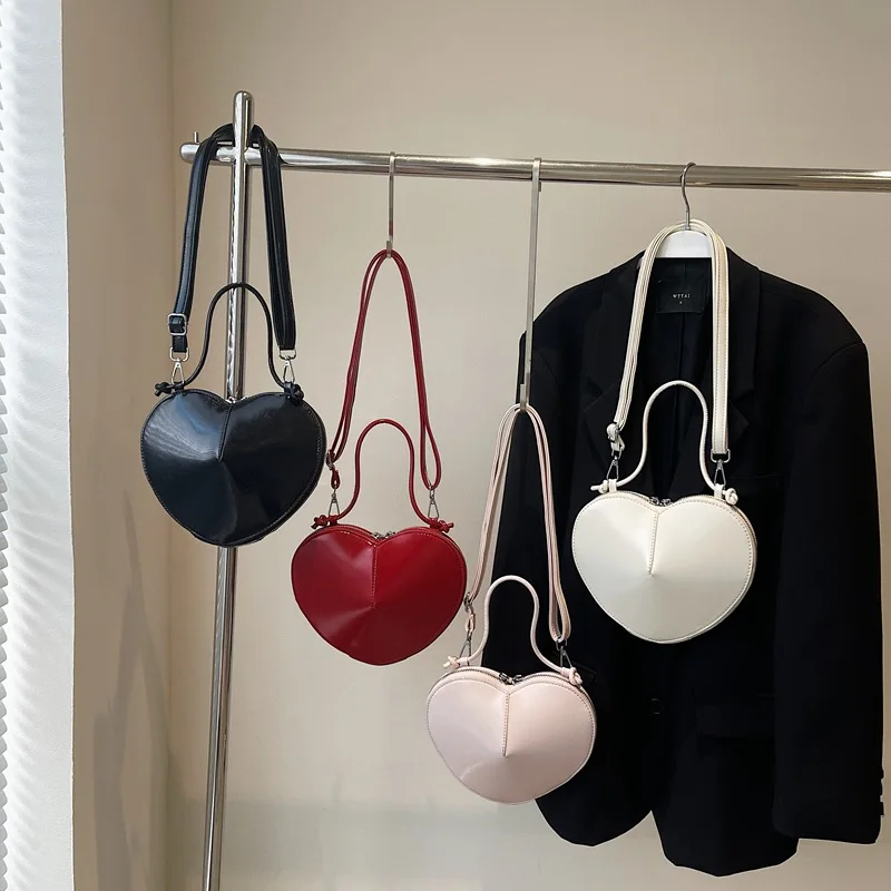 

Women's 2025 New Arrival Solid Color Mini Heart Bag with Texture, Fashionable Single Shoulder Crossbody Bag