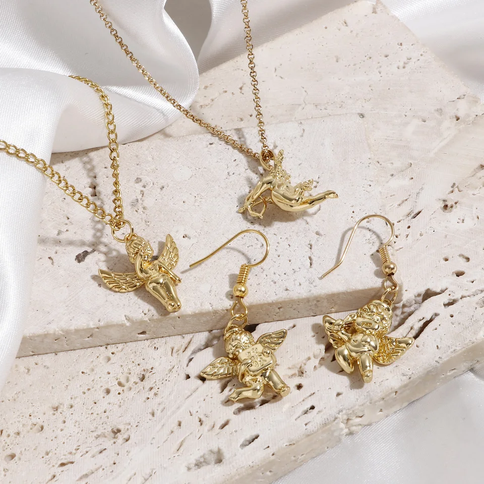80 Pendentifs Breloques Ange Style Tibétain Doré - Idéal Pour Bijoux Et Artisanat