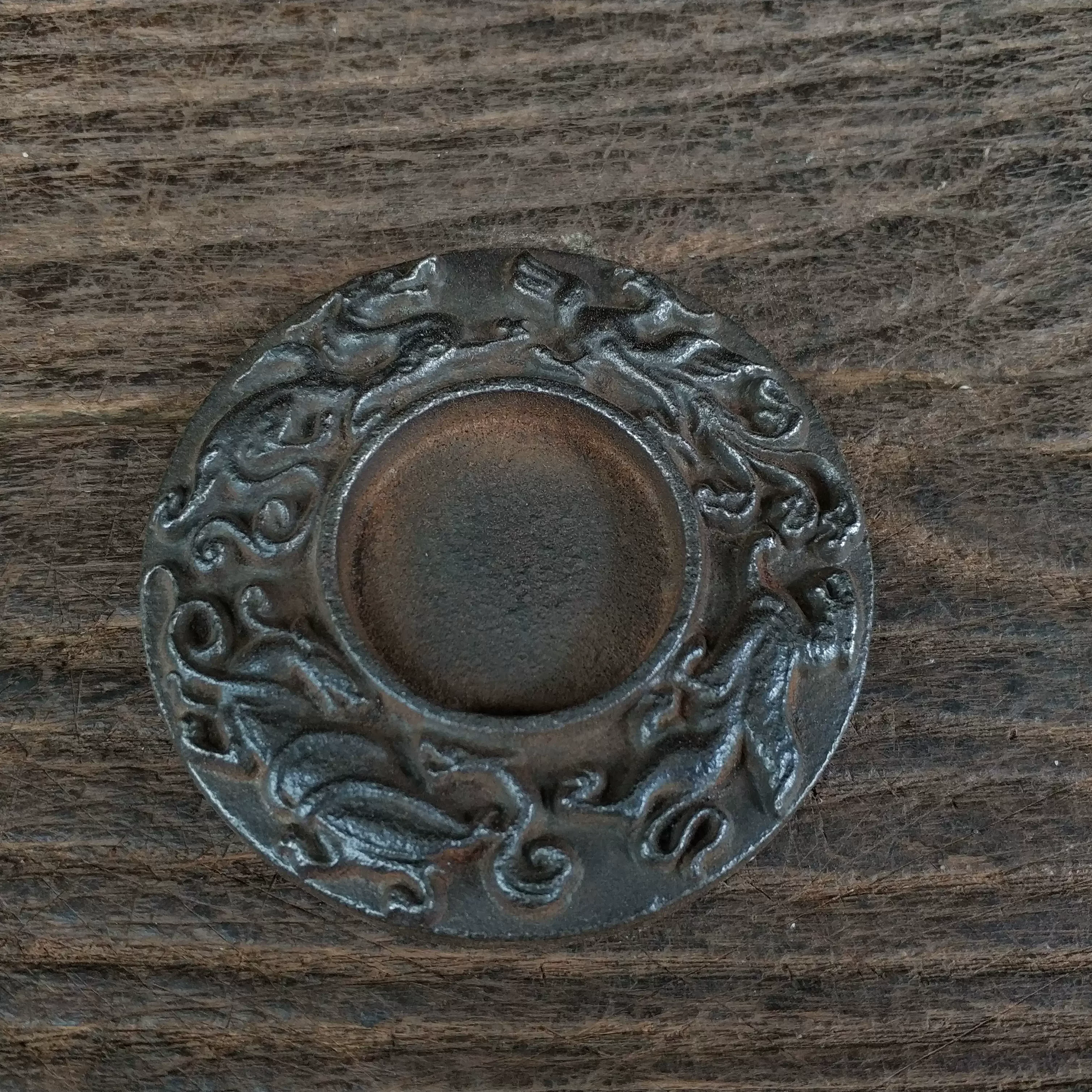 8.4cm Chinese Ancient Animals Four Divine Beasts Statue Ironware Decoration Inkstone Home Decoration Crafts