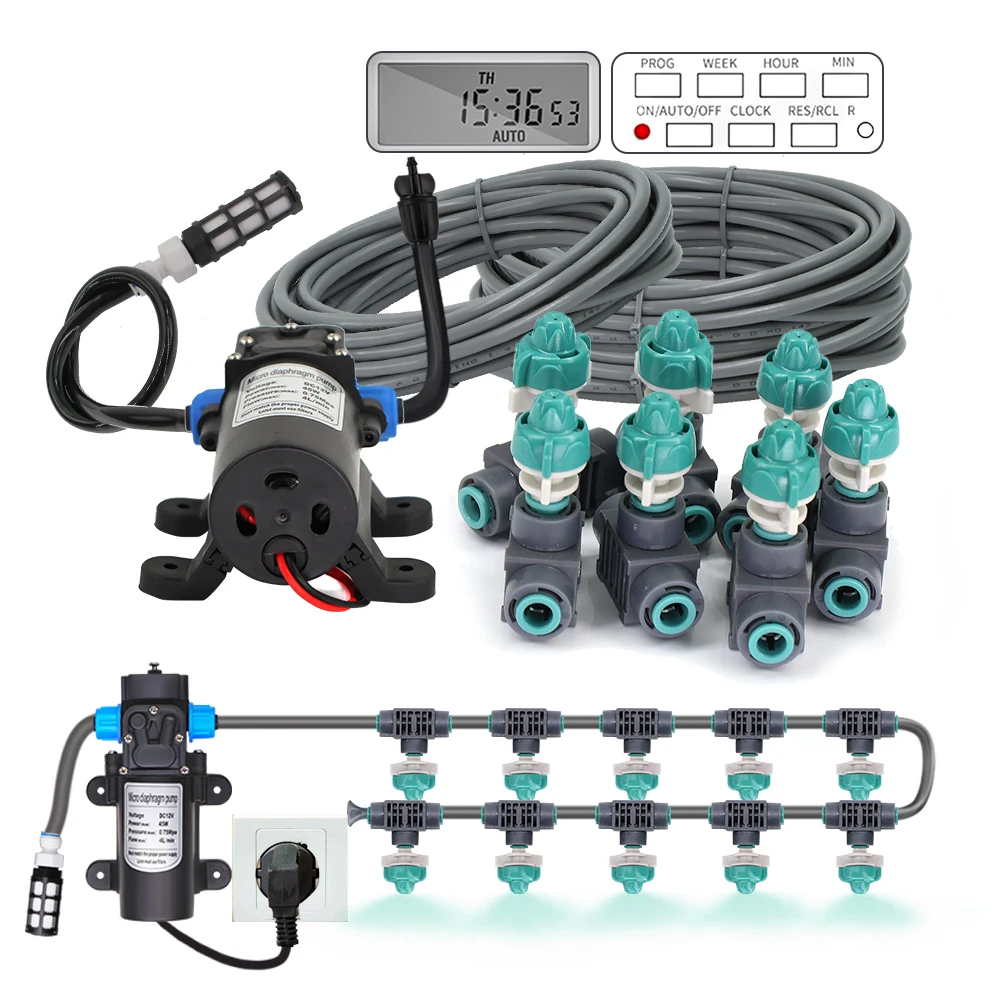 10-25M 60W Self-priming Pump 4-9L/H Spray Watering Kit 1/4