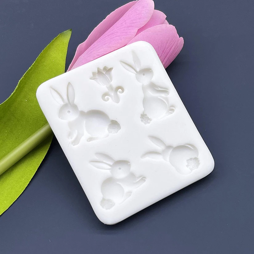 Easter Bunny Flower Silicone Mold Sugarcraft Chocolate Cupcake Baking Mold Fondant Cake Decorating Tools