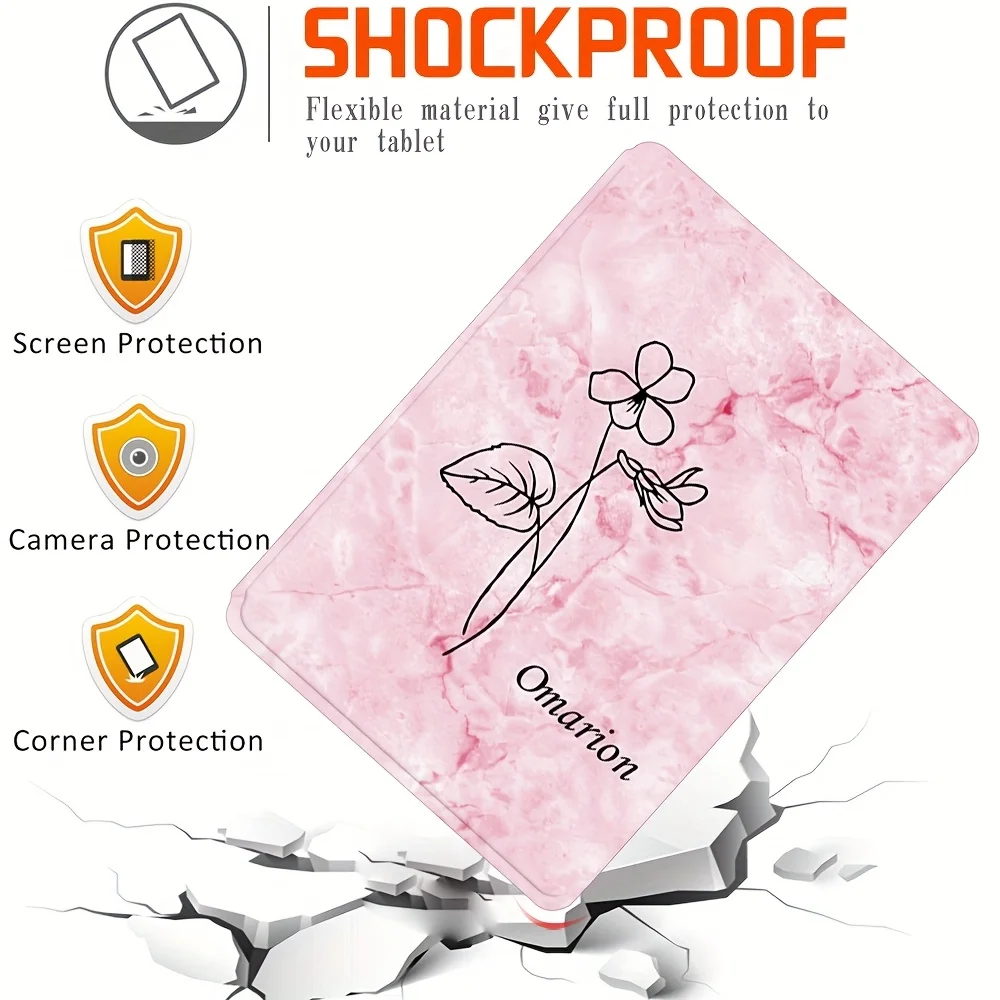 Nome personalizzato compatibile con Fire 7 9a/7a/5a generazione (2019/2017/2015) Custodia per tablet in pelle PU con supporto pieghevole da 7 pollici