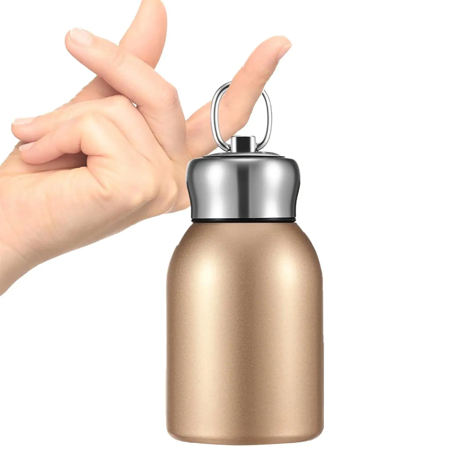 Edelstahl 300ml Reise-Wasserflasche Rutschfester Vakuumbecher Auslaufsichere Flasche Taschenbecher Reise-Kaffee-Isolierflasche